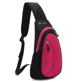 ROSSRORE Unisex Water-Resistant Sling Bag - Heavy Duty Nylon Shoulder Bag with Multi-Pockets, Sweat-Absorbent Lining, Sponge Strap for Hiking, Travel, Daily Use (Lightweight & Durable)