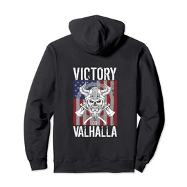 Victory or Valhalla American Flag Image Pullover Hoodie