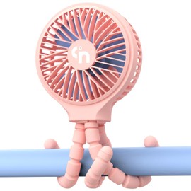 HomeLifairy Portable Stroller Fan, USB or Rechargeable Battery Operated with 3 Speeds and 360°Rotate, Cooling Clip On for Baby Crib Travel Car Seat Pink