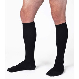 Carolon Health Support Microfiber Dress Knee Sock – Men’s Socks for Poor Leg Circulation - 20-30 mmHg – 1 Pair (Black, C Regular)