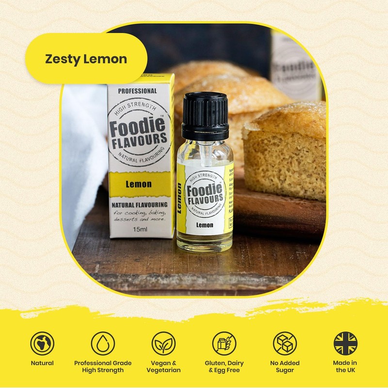Foodie Flavours Natural Lemon Flavouring, High Strength - 15ml