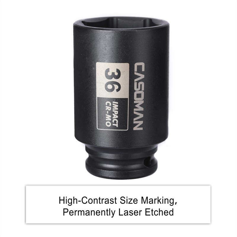 CASOMAN 1/2" Drive x 36 mm Deep 6 PT Impact