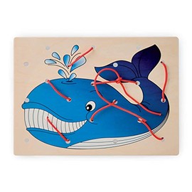 Dida - Schnürspiel Wal - Das Fädelspiel Mit Schnürsenkel Zur Förderung Der Feinmotorik Der Kinder - Aktivitäten Montessori Für Kindergärten Und Vorschulen