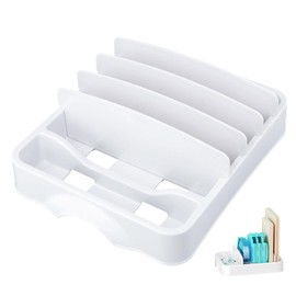 Ehuihuan Food Storage Containers Lid Organiser, Lid Organiser Kitchen with Dividers, Storage Jars Lid Holder, Food Container Lid Organiser for Cupboard and Drawers (S)