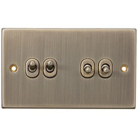 Knightsbridge CSTOG4AB 10AX 4G 2 Way Toggle Switch - Square Edge Antique Brass