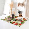 6 Pcs Placemats,Red Strawberry Placemats,Leaves Flower Table Mats Washable Recyclable