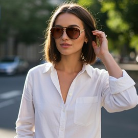 LVIOE Oversized Aviator Sunglasses for Women Men Trendy Shield Sun Glasses UV400 Protection Square Frame