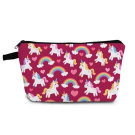 YULUENZE Rainbow Unicorn Makeup Bag Cute Small Organizer Bag with Zipper Rainbow Unicorn Cosmetic Bag Aesthetic Birthday Present for Women Friends -4