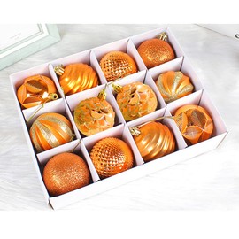 Hggzeg 12pcs Christmas Tree Baubles, Christmas Balls Decoration Christmas Tree Pendants Gifts (Orange)