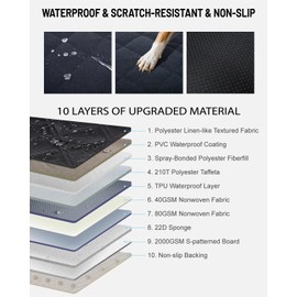 PAWPROVED Back Seat Extender for Dog, Waterproof Dog Car Seat Cover for Back Seat, Hard Bottom Car Seat Cover, Large Space Hammock for Car Truck SUV, Pet Seat Cover Holds 450lbs(Black)