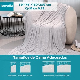 Manta de Enfriamiento de Fibra de Bambú, Frazada Refrescante Verano Arc-Chill, Edredón Ligero para Sudores Nocturnos, Cobija Transpirable y Suave, Colcha Fría para Cama y Sofá, Ideal para Calor