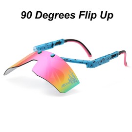 FIXEROS Flip Up Kids Sunglasses Youth Baseball Sunglasses UV400 Sports Sun Glasses For Boys Girls Children TR90 Shades (VY6)