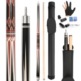 Kmise Pool Cues，Professional Billiard Pool Cue Stick with Hard Case 58" Canada Maple 13MM Tips, Low Deflection Technology - Perfect for Home Bars & Billiard (20oz Brown)