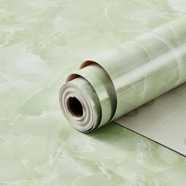 POVODA Marble Contact Paper for Countertops Cabinets Drawers Bedroom Fridge Home Renovation Wall Covering Peel and Stick Table Top Wallpapers 35.4"x197",Green Marble