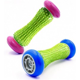 Rodillos de Masaje para Pies, 3pcs Incluido 1 Rodillo y 2 Bola de Masaje, Roller Espigado Massage Balls, Pelotas de Aliviar del Dolor de Fascitis Plantar para Relajante, Reflexología (Rosa + Azul)