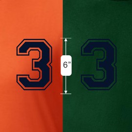 6" Blue Shades Iron on Numbers for Clothing,Jersey Numbers,Large Iron on Numbers for Jersey Heat Transfer Numbers for Sports Uniform Basketball Football T-Shirt (Style C) (Navy Blue_3)