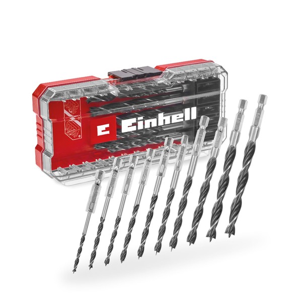 Einhell Original Einhell S-CASE 10-tlg. Holzbohrer-Set (zweispiralig, aus rollgewalztem C45