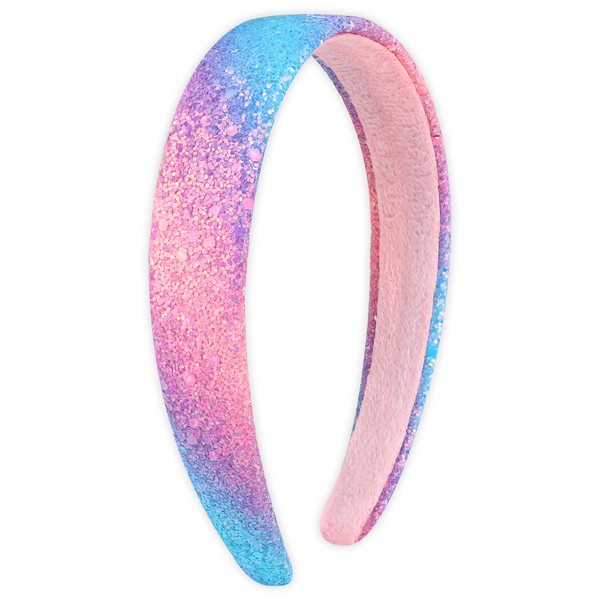 AMCAMI Glitter Headband for Girls Rainbow Sparkly Headband for Little