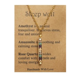 Healing Crystals and Stones Necklace Spiritual Crystal Necklace for Women Men Anxiety Necklace Empath Protection New Beginnings Gifts Crystal Pendant Necklace Healing Crystals Jewelry-sleep well
