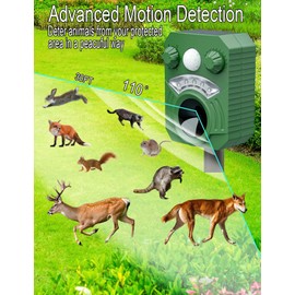 Animal Repellents Ultrasonic Outdoor with Motion Sensor LED Flash Light,Cat Repellent Outdoor Squirrel Deer Raccoon Skunk Rabbit Coyote Armadillo Deterrent for Patio Lawn Garden Yard