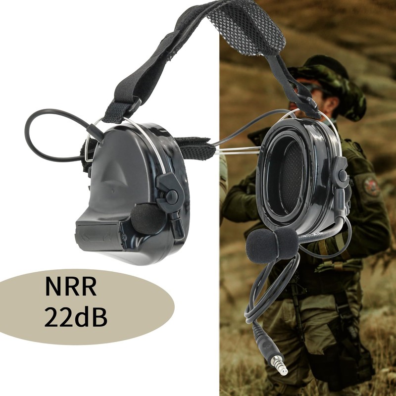 Tactical Headset with Noise Reduction/Communication Function+U94 PTT Gel Earpad Neckband