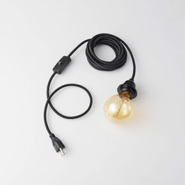 BRIGHTTIA Black Plug-in Swag Pendant Light Fixture - Lamp Shade Ready Hanging E26 Threaded Socket with 15 Feet Cord Set and in-Line Switch - Industrial Vintage DIY Lighting (BP0021-1KP)