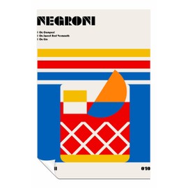 Panther Print Negroni Bauhaus Cocktail Unframed Poster, Pictures for Home Walls, Bedroom, Living Room & Bathroom Decor 31x20cm (12x8in)