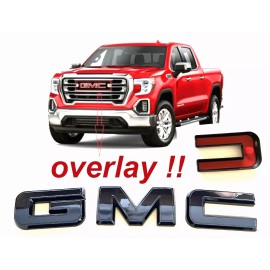 Auto GMC Front Gloss Black Emblem Overlay 2019-2023 GMC Sierra 1500 2500HD 3500HD