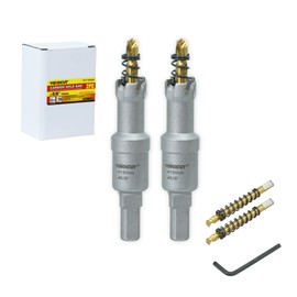 5/8 Inch Carbide Hole Saw, 2pcs Hole Cutter Carbide Tipped with Pilot Drill Bit, Hole Saws for Stainless Steel, Metal, Iron, Copper, Brass, Plastic, Wood