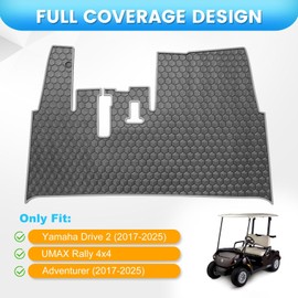 Golf Cart Floor Mat for Yamaha Floor Mat, 3/10" Thickness Rubber Full Coverage, Fit for Yamaha Drive2, QuieTech, Adventurer, UMAX Rally 4x4 Grey