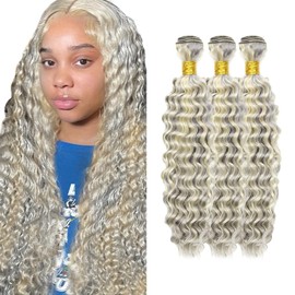 Silver Bundles Human Hair Grey/613 Deep Wave Bundle Grey Mixed 613 Hair 3 Bundles 18 20 22 Inch Silver Deep Wave Bundle