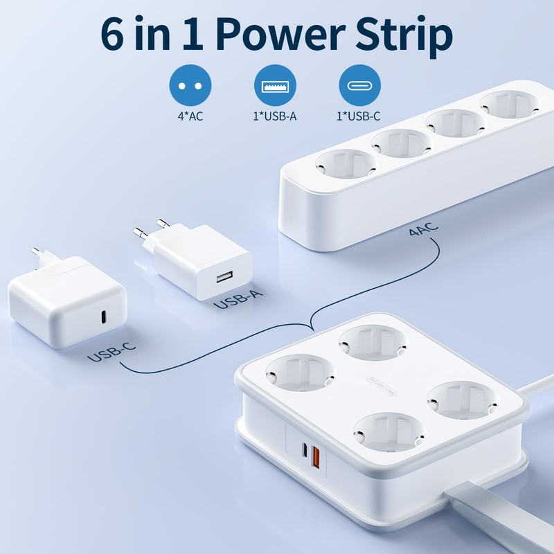 4-Way Power Strip USB C 45 W NTONPOWER 2500 W