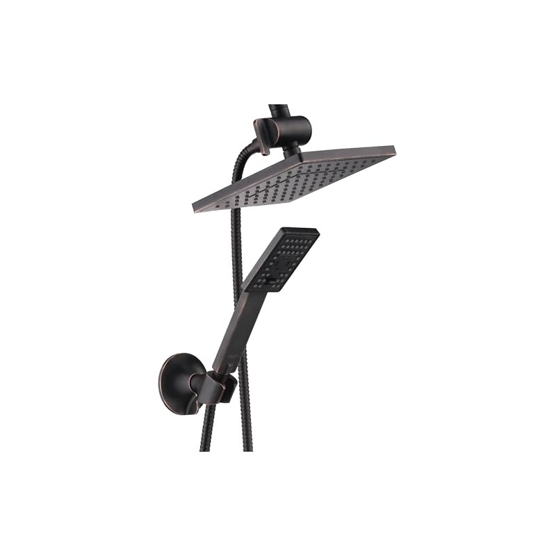 BRIGHT SHOWERS Rain Shower Head with Handheld Spray, 8 Inch