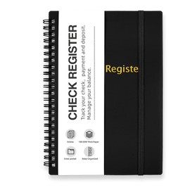 Homlive Check Registers for Personal Checkbook, Double Spiral Check Register Book, Budget Planner with Check Register for Personal and Work, 5.8'' x 8.3'' - Black