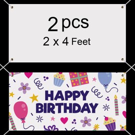2 Pcs Sublimation Banner blank banners to decorate vinyl，2x4 Ft Polyester Oxford Cloth Blank Banner Signs with Hanging Ropes DIY Banner Sign for Business Office Supply for School Wedding Birthday