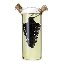 Twine 2-In-1 Oil and Vinegar Cruet Bottle with Cork Stoppers, Olive Oil and Balsamic Vinegar Dispenser, Hand Blown Glass, Pack of 1