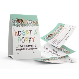 1 Adopt a Puppy Sign & 10 Puppy Adoption Certificate Set, Adopt An Party, Children Birthday Party, Classroom Parties/036B
