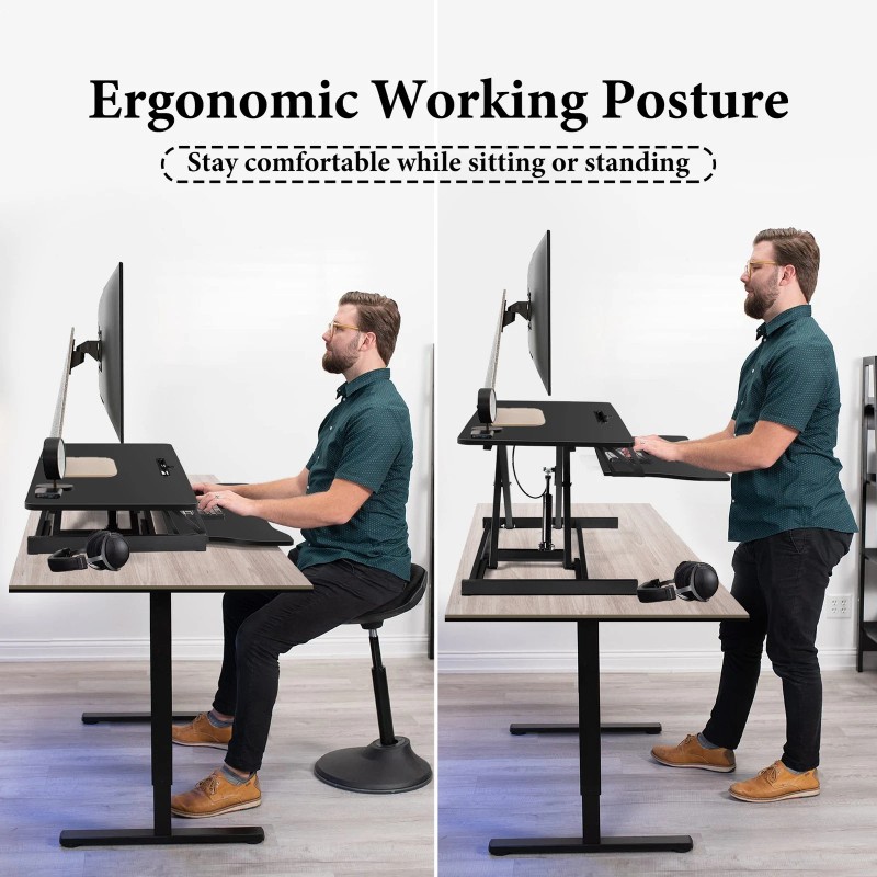 IGANG 37" Black Home Office Desk Riser Adjustable Standing Desk