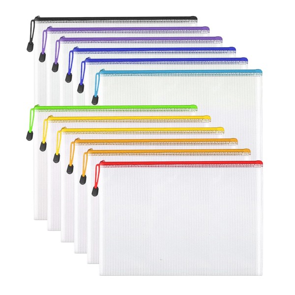 A4 Plastic Zip Wallets - 12PCS A4 Zip Lock Bags,