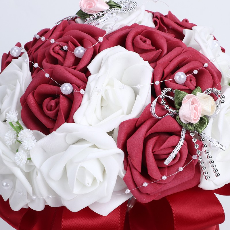 Artificial Wedding Bouquet Simulation Bridal Holding Flower Decoration Wedding SuppliesWine