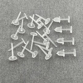 Invisible Earrings for Work, 300 Pairs Clear Plastic Earring Posts and Backs for Sensitive Ears, Blank Pins for DIY Earring Making 5mm