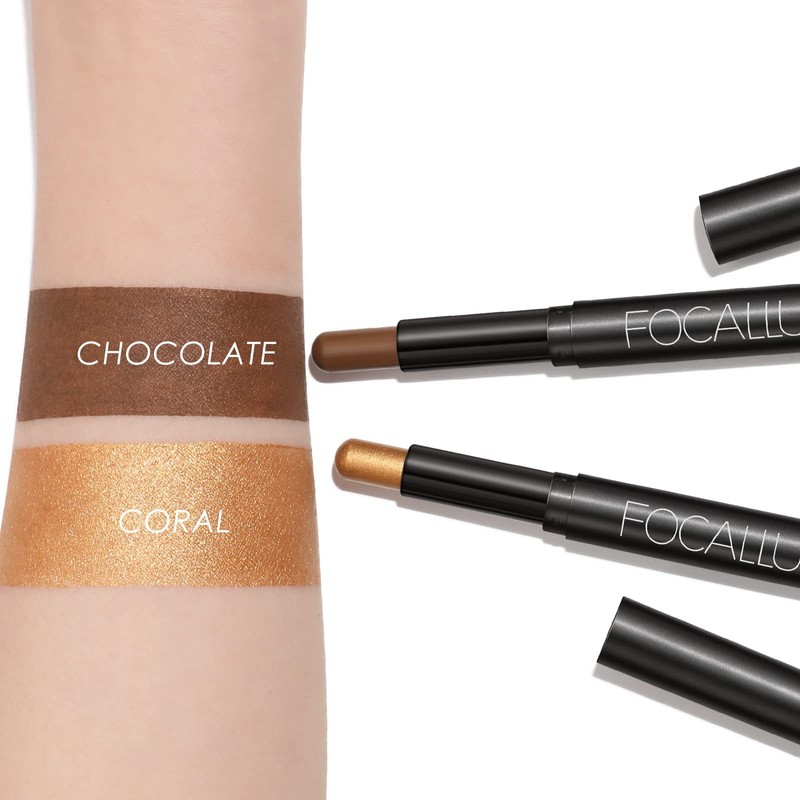 FOCALLURE (2 Pcs 2 in 1 Eyeshadow and Eyeliner Pen,Waterproof
