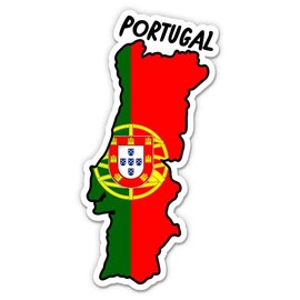 Squiddy Portugal Map with Flag - Vinyl Sticker Decal for Phone, Laptop, Water Bottle - 3"