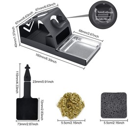 AFASOES Soldering Iron Stand, Soldering Iron Bench Top Stand Holder Full Metal Soldering Station Holder Stable Welding Solder Iron Tips Holder with Soldering Tip Iron Cleaner, Insulation Pad
