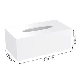 5mm Thicker Acrylic Tissue Box Cover, PITBVO Rectangular Tissue Box Holder, Dryer Sheet Case Dispenser for Bathroom Kitchen Bedroom Office Dresser Countertop Desk - White