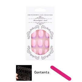 Sethexy French Short Square False Nails Collection Fashion Press on Nails Glossy Fake Nails 24Pcs Acrylic Stick on Nail Tips