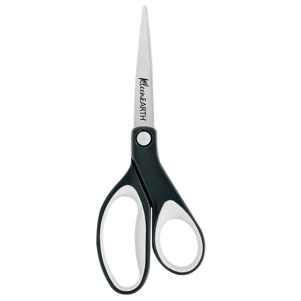 Westcott 8-Inch KleenEarth Soft Handle Straight Scissors, Black/Gray