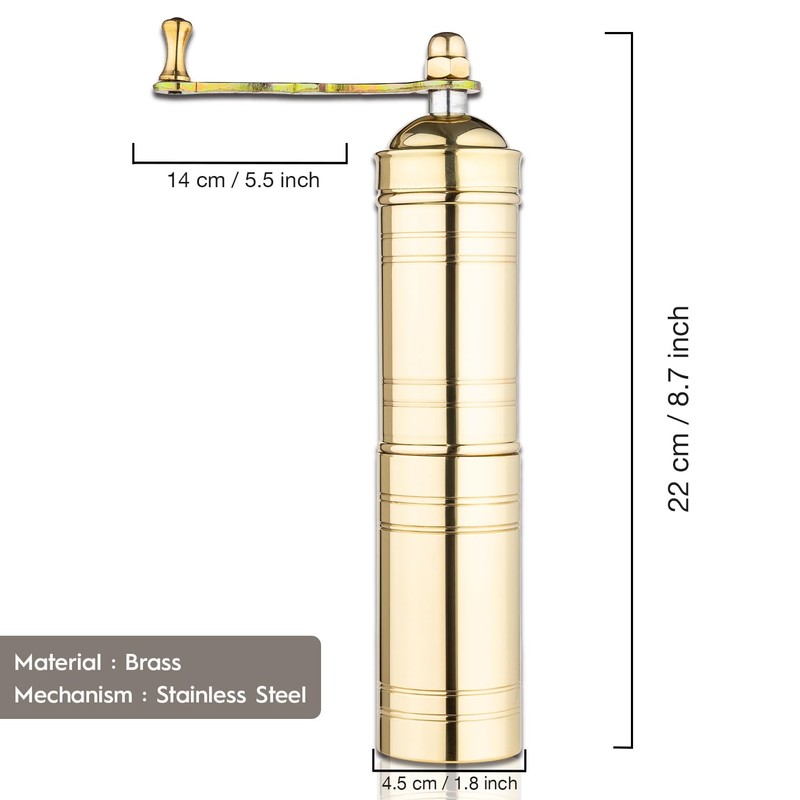 Glios Decorative Handmade Turkish Black Pepper & Coffee Grinder, Refillable