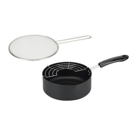 Pearl Metal HB-5865 Tempura Pot, 7.9 inches (20 cm), Includes Prevention Net to Reduce Oil Splash, Induction Compatible