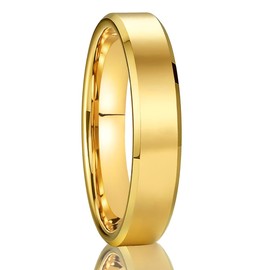 Concept Knight Gold Tungsten Carbide Rings for Men and Women 8mm/6mm/4mm Men's Engagement Wedding Bands High Polish Comfort Fit (4mm gold, 10.5)